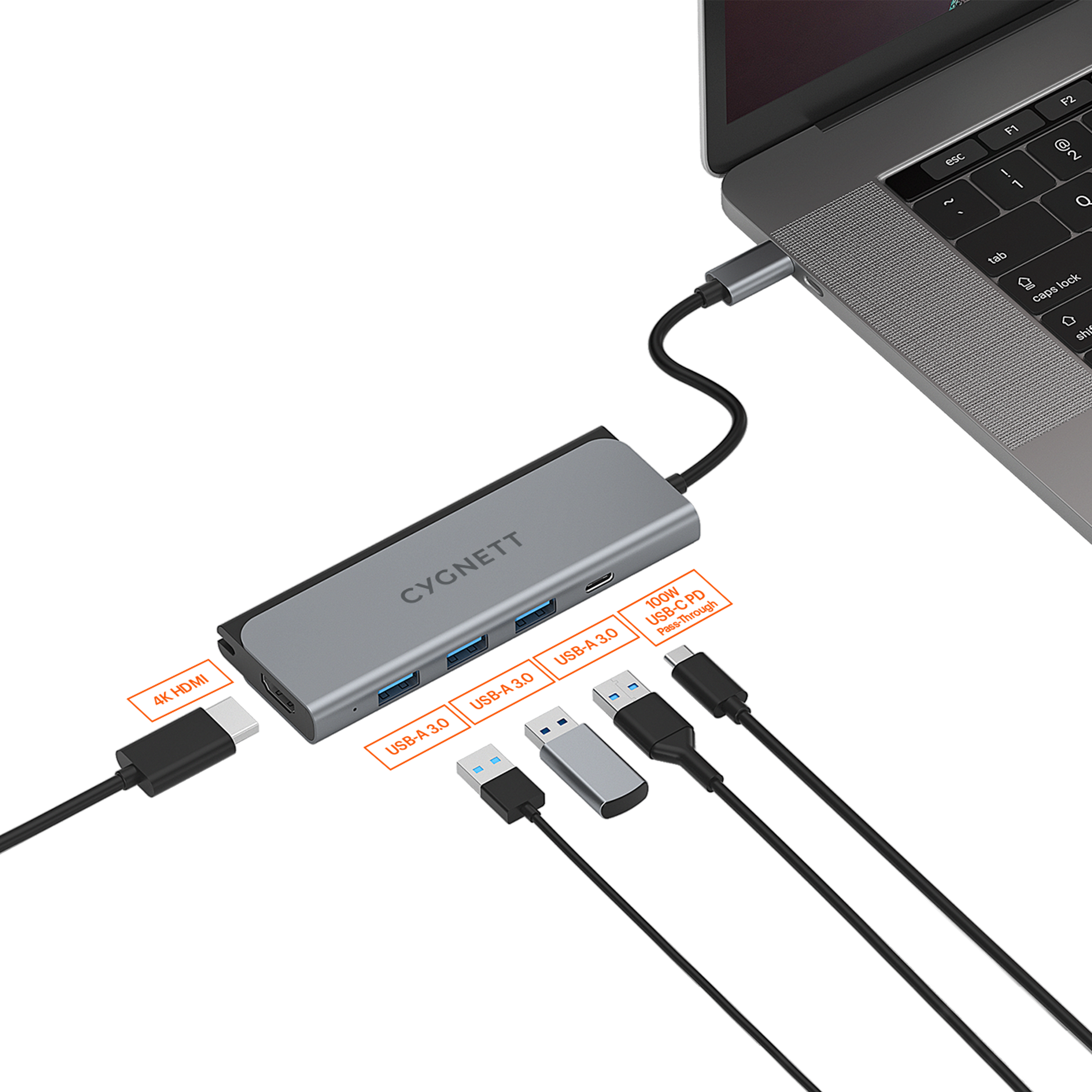 5-in-1 USB-C Hub (Single HDMI) - Cygnett (AU)
