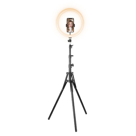 12" Travel Ring Light with Tripod, Travel Pouch and Bluetooth Remote
