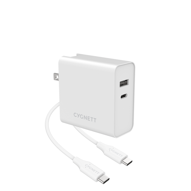 60W Dual Wall Charger (USB-A and USB-C) + USB-C to USB-C Cable + Travel Adapters - Cygnett (AU)