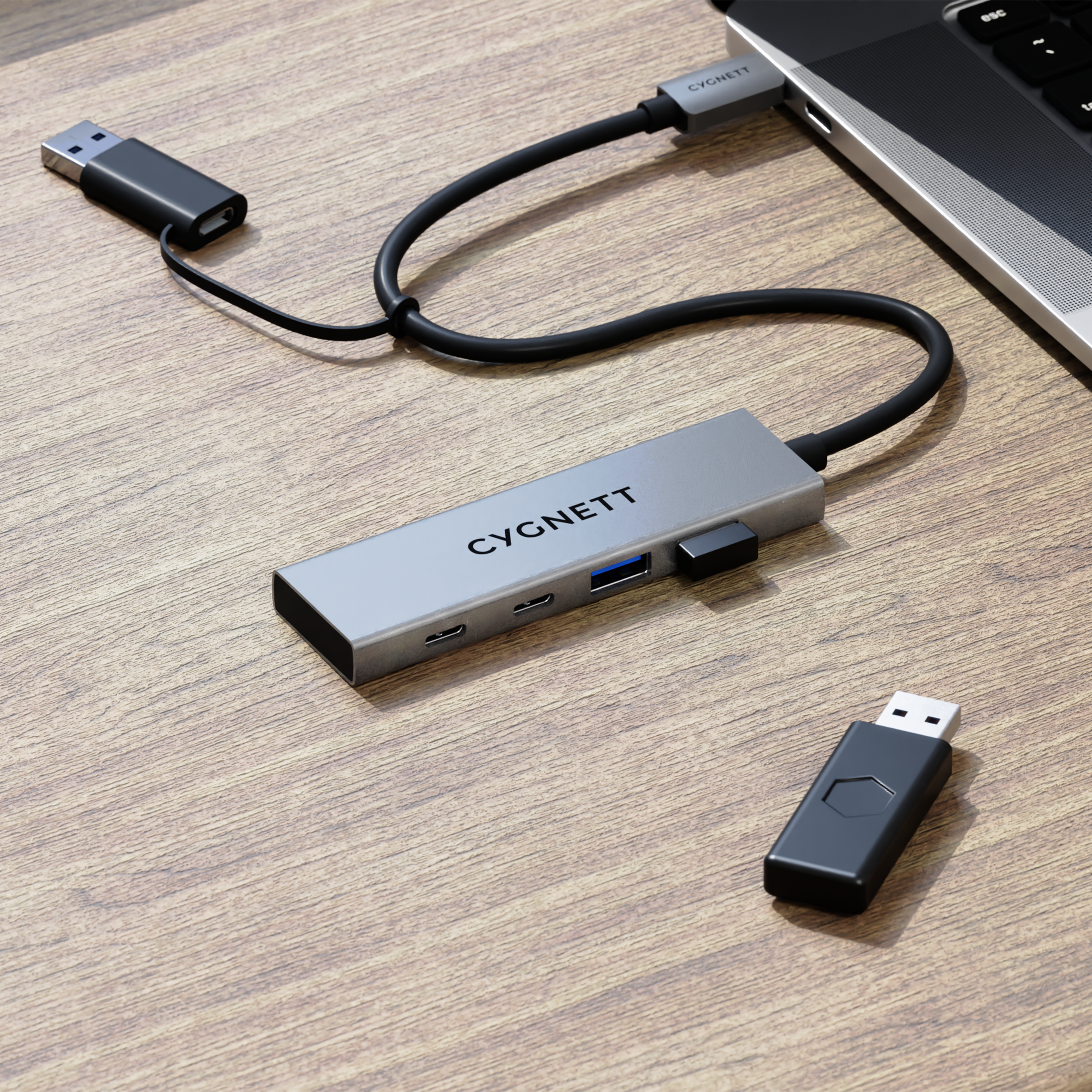 4-in-1 USB-C to USB-C & USB-A Hub