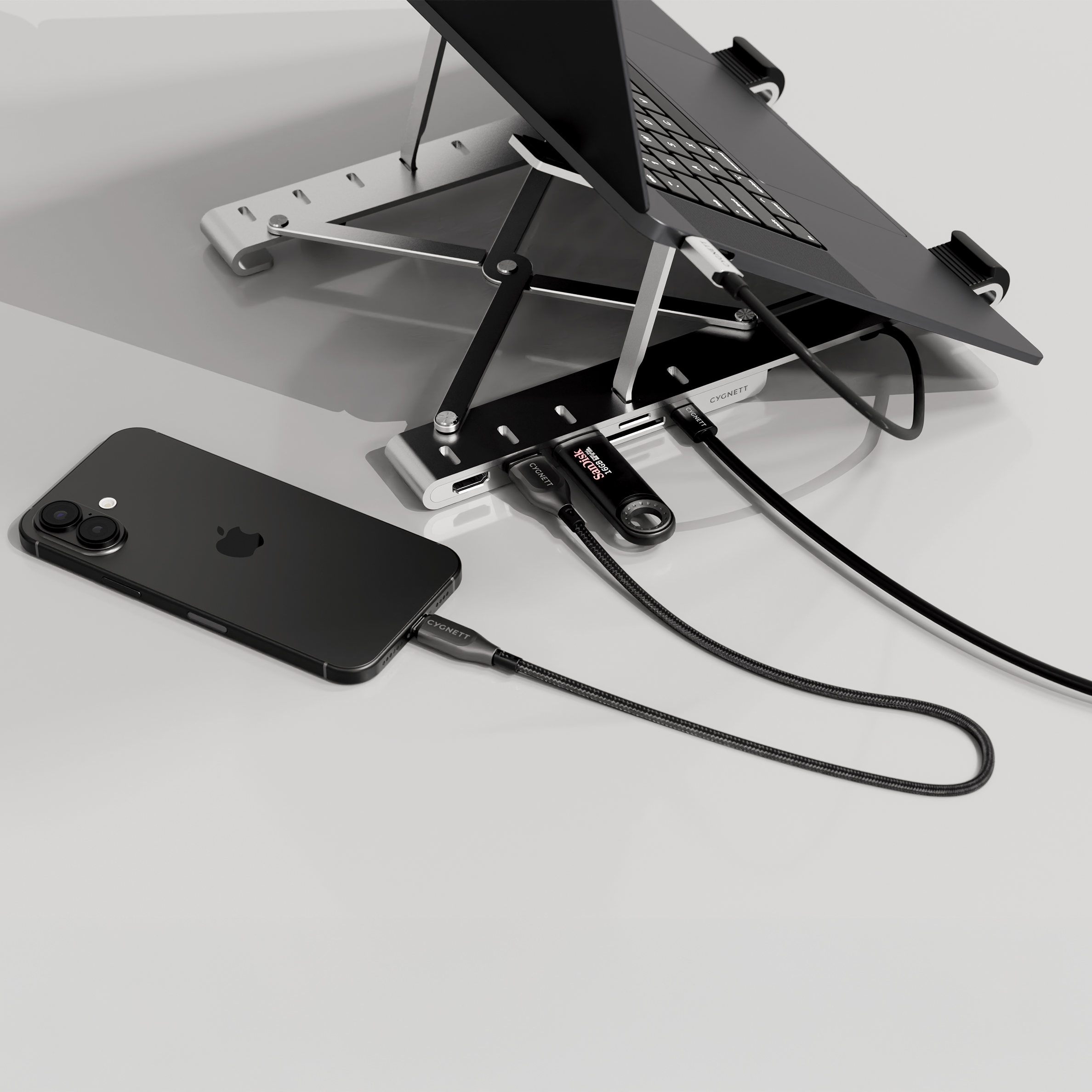 7-in-1 Hub with Folding Laptop Riser (Single HDMI)