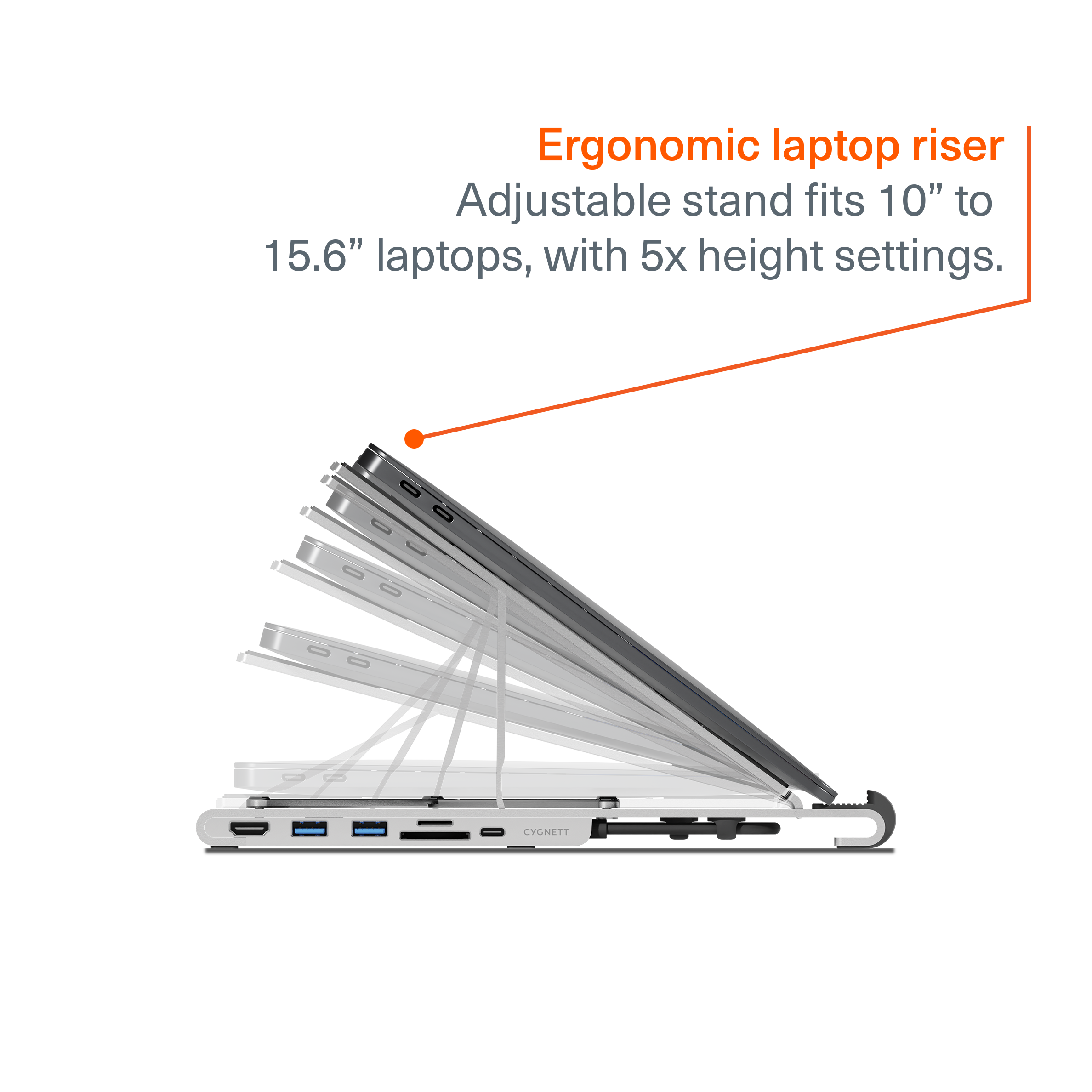 7-in-1 Hub with Folding Laptop Riser (Single HDMI)