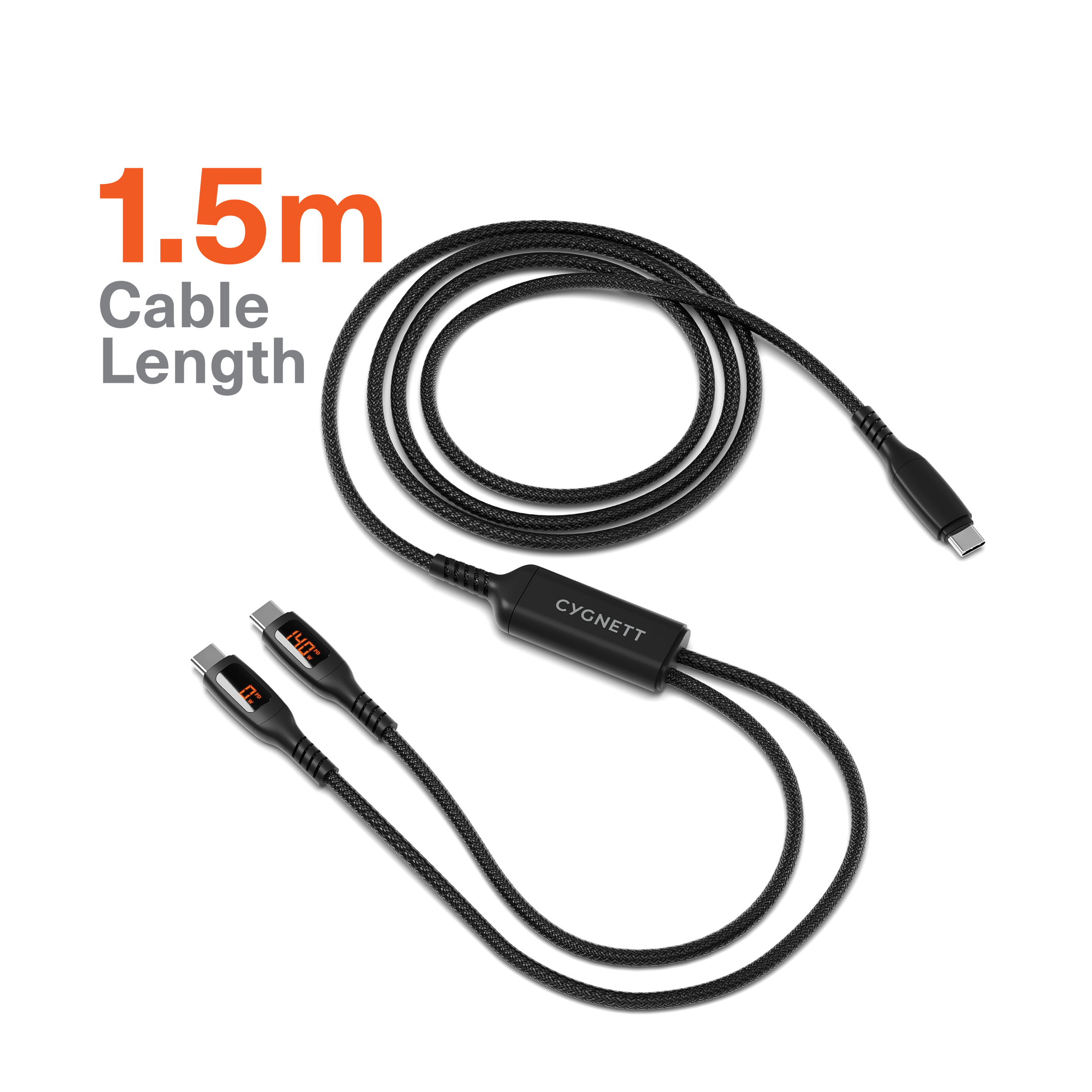 USB-C to Dual USB-C Split LED Cable 140W