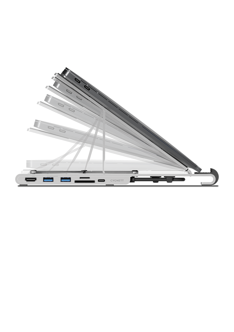 7-in-1 Hub with Folding Laptop Riser (Single HDMI)