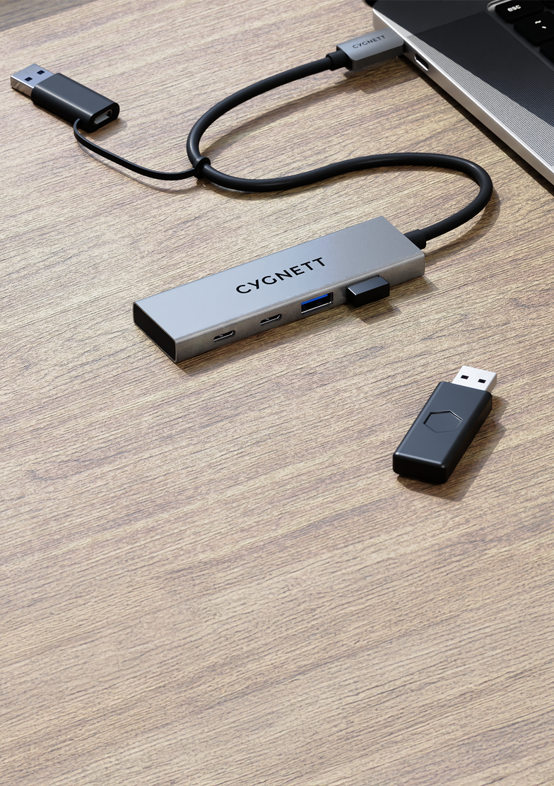 4-in-1 USB-C to USB-C & USB-A Hub