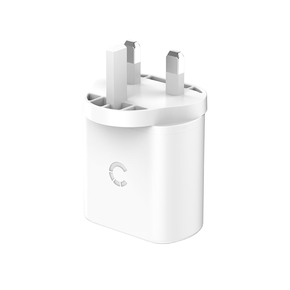 32W USB-C PD Dual Port Wall Charger UK - White