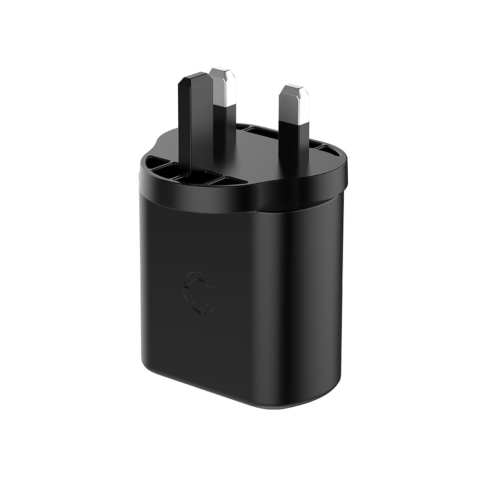 32W USB-C PD Dual Port Wall Charger UK - Black