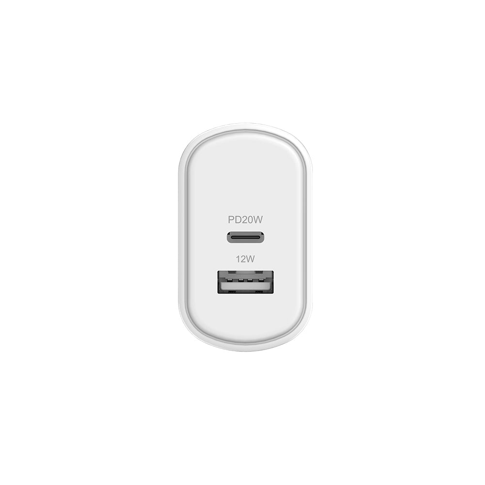 32W USB-C PD Dual Port Wall Charger EU - White