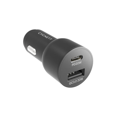 20W Dual Port Car Charger with 20W USB-C PD + 20W QC 3.0