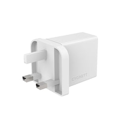 18W Dual Wall Charger USB-C and USB-A (QC 3.0) + USB-C to USB-C Cable - UK White